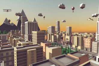 make low poly 3d city texture models
