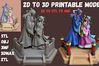convert 2d to 3d printable model image to 3d sketch to stl for 3d printing