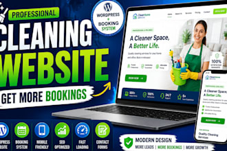 design cleaning service website, house cleaning, office cleaning website