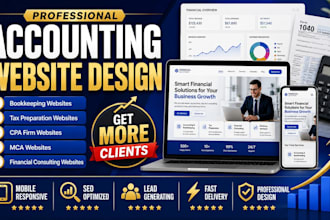 design converting accounting website, bookeeping, mca, tax management website