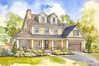 make watercolor house portrait