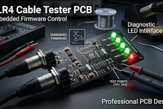 design xlr4 cable tester pcb with firmware and diagnostic led interface