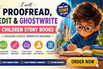 proofread and edit children story book ghostwriter children book editor