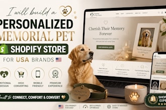 build a personalized memorial pet shopify store for USA pet brands