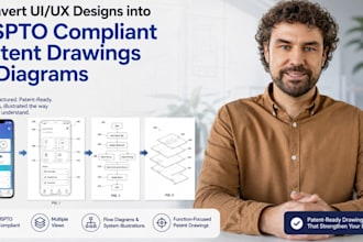 convert UI UX designs into uspto compliant patent drawings and diagrams