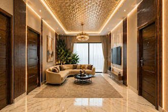 refuniture 3d mockup interior,hallway kitchen, d5room couch,cgi artist rendering