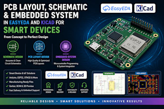 pcb layout, schematic and embedded system in easyeda and kicad for smart devices