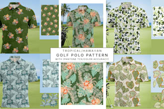 design custom tropical hawaiian and golf polo pattern prints