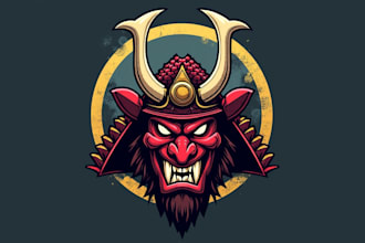 design a oni samurai head mascot logo 1 day