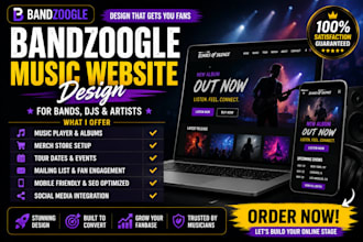 design a professional bandzoogle music website for bands, djs and artist website