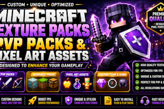 design custom minecraft pvp texture pack, resource packs, and pixel art asset