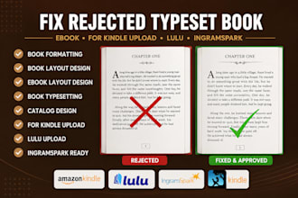 ebook formatting, book formatting, paperback formatting,fix rejected book covers