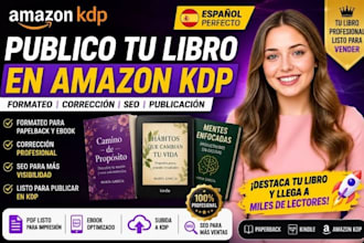 do amazon KDP spanish book publishing paperback formatting proofreading book SEO