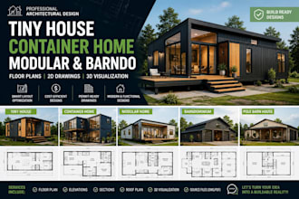 design modern container homes, tiny houses, and barndominium architectural plans