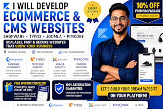 develop ecommerce cms websites with shopware, typo3 cms, joomla, pimcore