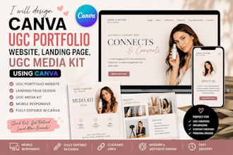 design canva ugc portfolio website, landing page, ugc media kit using canva