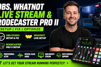 setup and fix obs, whatnot live stream, and rodecaster pro ii