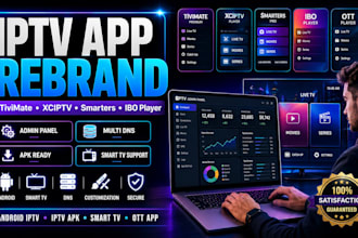 rebrand iptv app tivimate xciptv smarters ibo player with admin panel