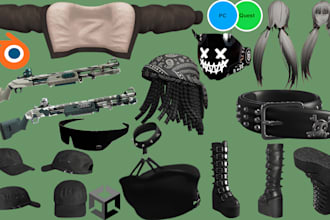 optimize, fix, create custom vrchat assets, props, outfits, accessories, weapon