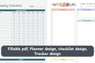do journal design, planner, tracker, fillable pdf, checklist for amazon kdp