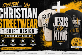 create custom christian streetwear t shirt design typography t shirt
