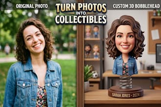 design custom 3d bobblehead cartoon character collectibles gift model toy design