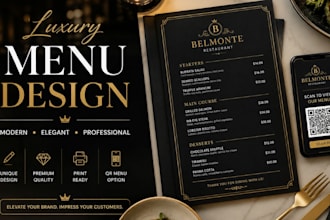 design luxury restaurant menu and modern food menu