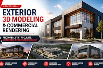 do exterior 3d modeling and commercial architectural rendering for buildings
