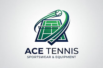 design a modern and professional tennis court logo for your sports brand