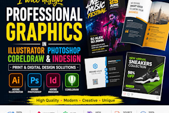 create modern graphic designs using photoshop illustrator and coreldraw