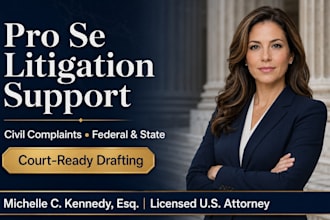 draft civil lawsuit and provide elite pro se litigation support as a US attorney