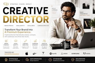 be your creative director for brand strategy identity  design   content creation
