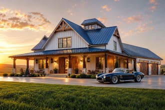 do 3d farm house, barndominium, poultry farm livestock farm layout cgi rendering
