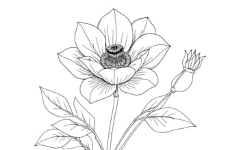 draw botanical and flower one line art illustration