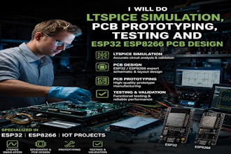 do ltspice simulation, pcb prototyping,testing and esp32 esp8266 pcb design