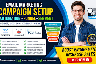 sender moosend icontact email marketing campaign setup automation funnel segment