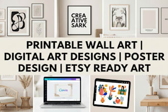 design etsy printable wall art, digital art, and posters
