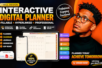 design interactive fillable pdf digital hyperlinked planner calendar kdp canva