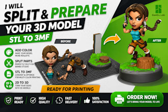 convert stl to 3mf, split 3d models, and add color professionally