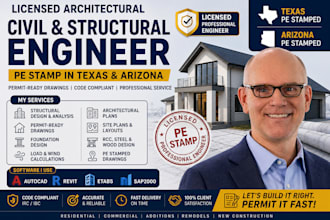 review stamp licensed architect, civil and structural engineer in florida texas
