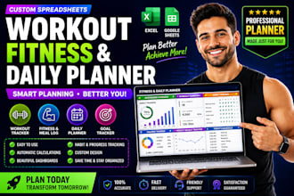 create fitness tracker, habit tracker and workout spreadsheet