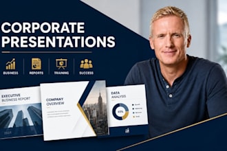 design corporate presentation design, executive business report, training slides