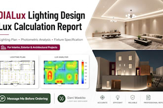 create dialux lighting design and lux calculation report