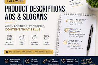 write product descriptions, ads, and slogans for your brand