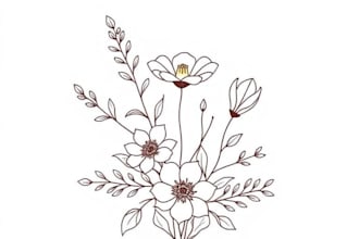 create minimalist elegant botanical floral line art