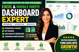 build automated excel or google sheets dashboard KPI tracker business reporting