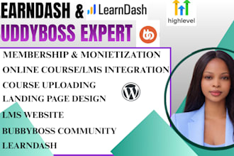 wordpress, elearning lms website with learndash, and buddyboss community