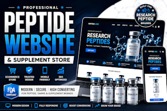 design peptide website, research peptide and supplement store