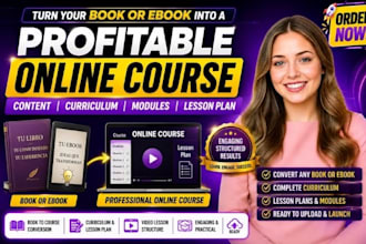 convert ebook or book into online course content curriculum modules lesson plan