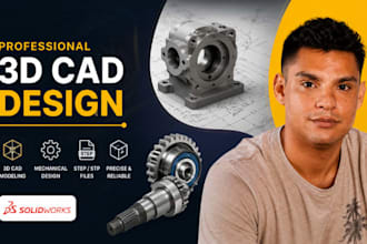 industrial product cad, mechanical cad modeling, machine parts, solidworks, step